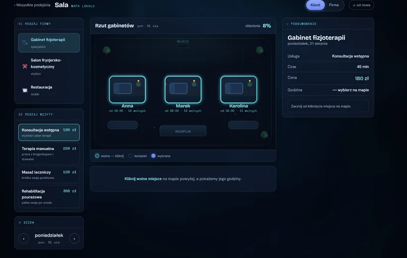 Aurora - system rezerwacji online w 3 różnych UI