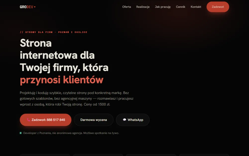 Landing lokalnej firmy - klik i telefon